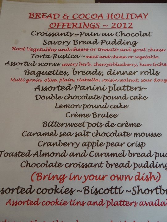 menu bread and chocolate 75
